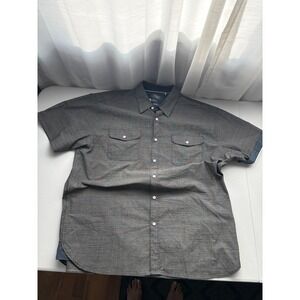 PD&C Mens 2X Gray Short Sleeve Button Down Shirt Athletic Stretch Cotton Blend